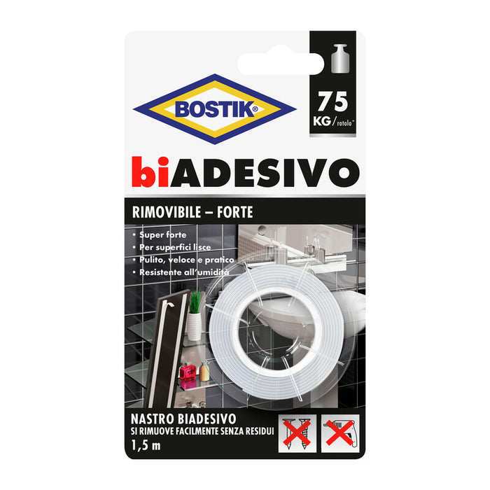 BOSTIK NASTRO BIADESIVO RIMOVIBILE 19MMX1,5M BL- 6,0 pz