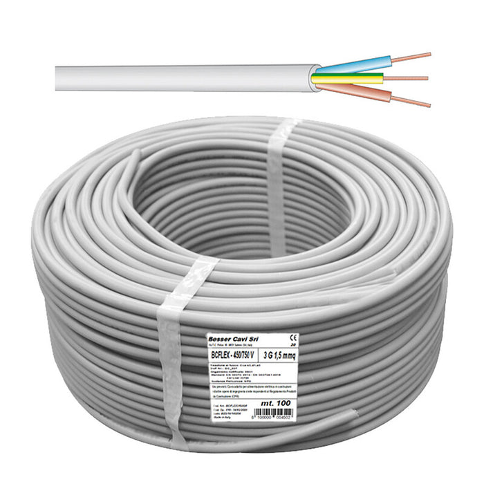 CAVO ELETTRICO 450/750V SEZ 3X2,50 MM GRIGIO- 100,0 metri