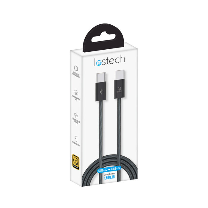 CAVO USB C / USB C 1,5 M 60W  NERO- 1,0 pz