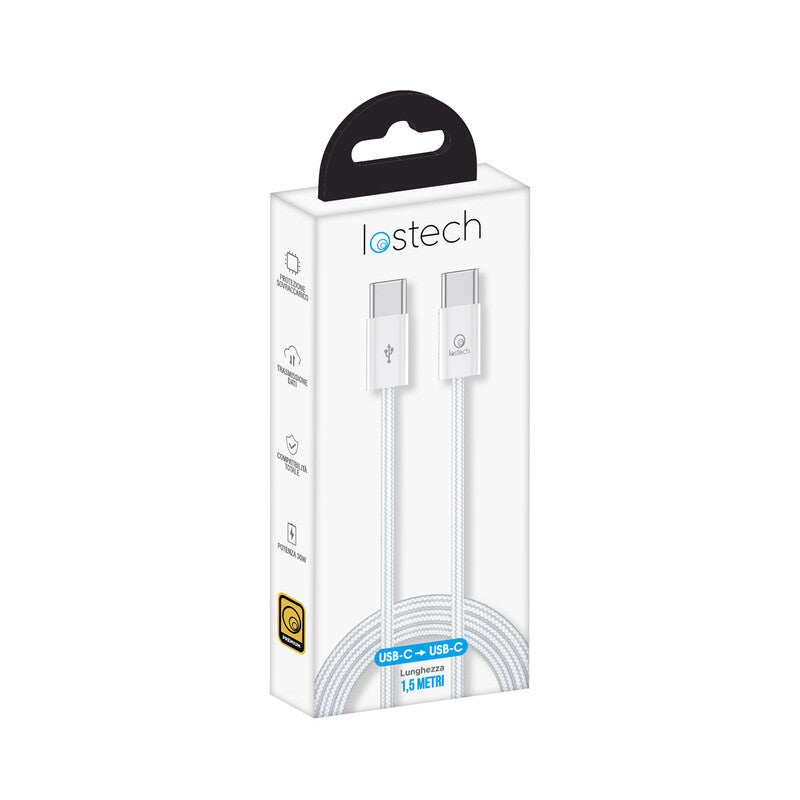 CAVO USB C / USB C 1,5 M 60W BIANCO- 1,0 pz