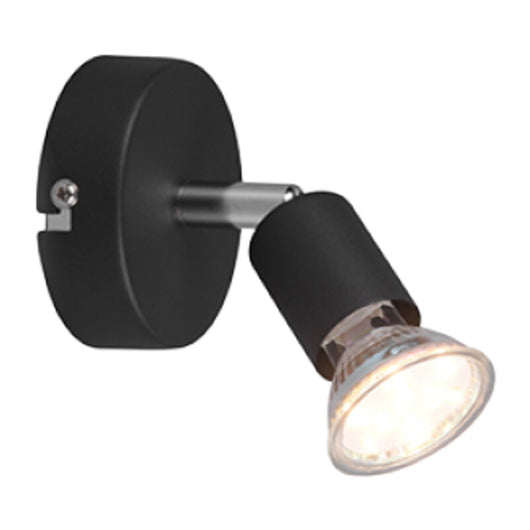 FARETTO DA PARETE PARIS 1 LUCE GU10 NERO- 1,0 pz