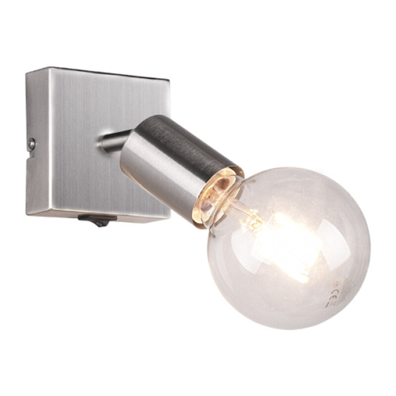 FARETTO DA PARETE VANNES CON INTERRUTTORE ACCIAIO SAT.- 1,0 pz