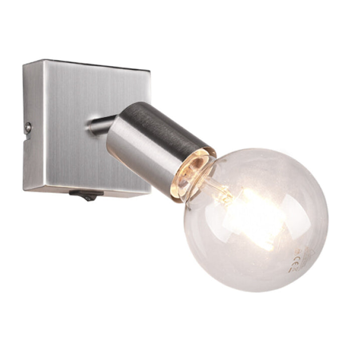 FARETTO DA PARETE VANNES CON INTERRUTTORE ACCIAIO SAT.- 1,0 pz