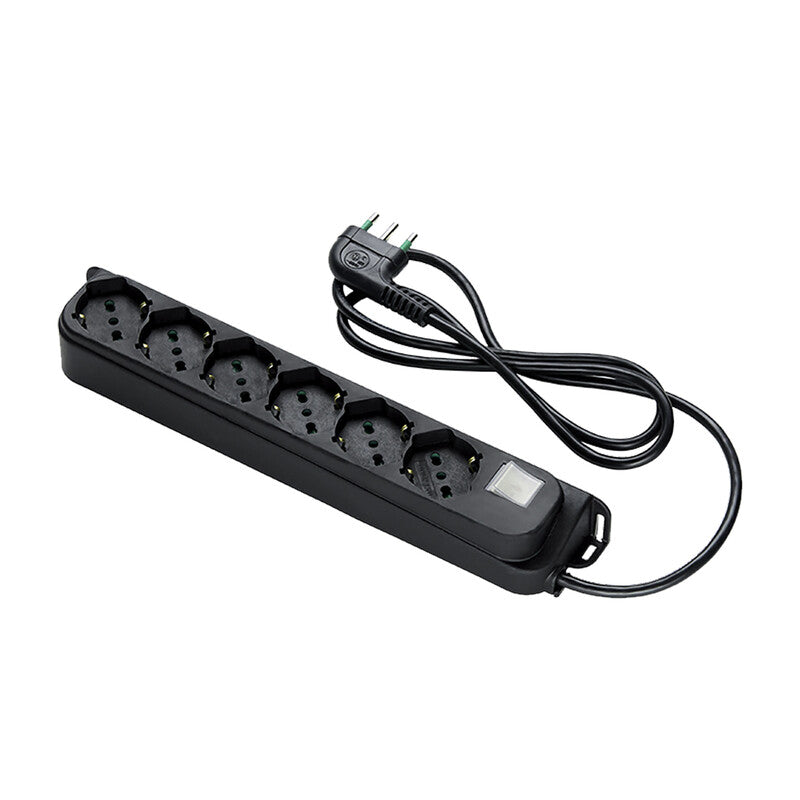 FME 47.431 MULTIPRESA 6P BIP/SC+INT NERO- 1,0 pz