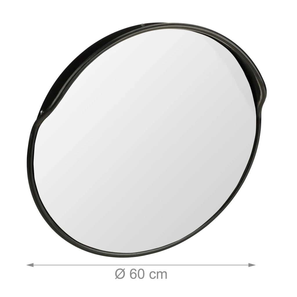 Specchio di sicurezza convesso 60 cm grandangolare uso interno esterno garage parcheggio in plastica nera 13_0007243