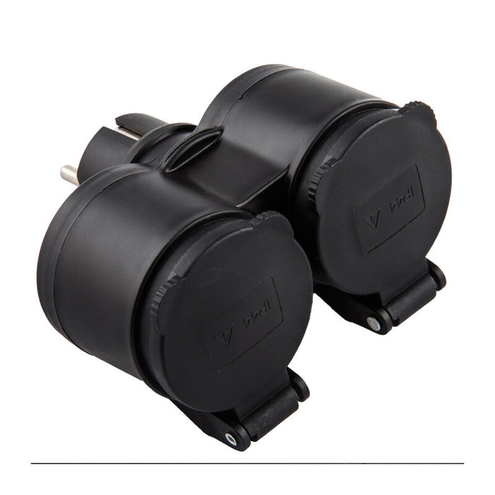 ADATTATORE SPINA SCHUKO A 2 PRESA SCHU FRONT. IP44- 1,0 pz