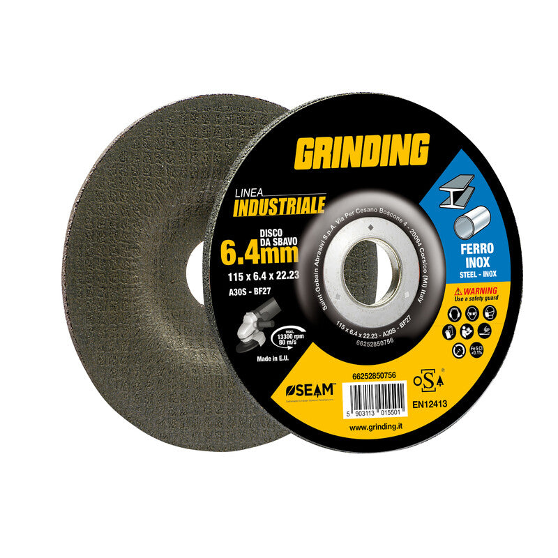 GRINDING INDUSTRIALE DISCO SBAVO FERRO 125X6,4- 5,0 pz