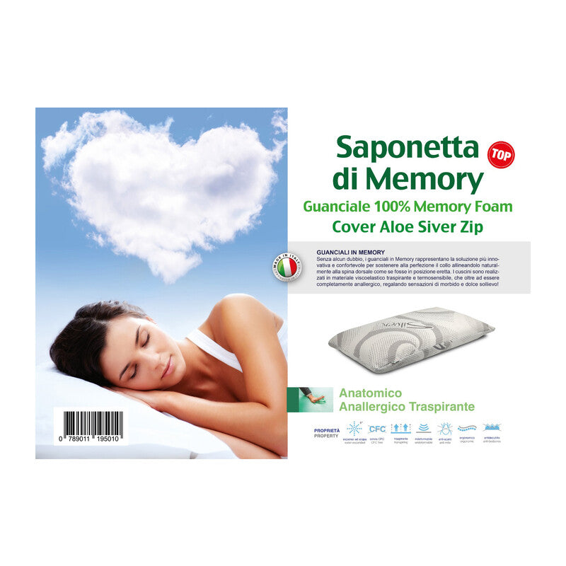 GUANCIALE ALOE SILVER MEMORY FOAM SAPONETTA H.15- 1,0 pz