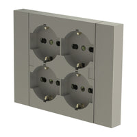 MULTIPRESA INCASSO QUADRA 4 PRESE BIP.SCH TITANIO- 1,0 pz