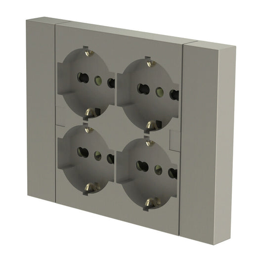 MULTIPRESA INCASSO QUADRA 4 PRESE BIP.SCH TITANIO- 1,0 pz