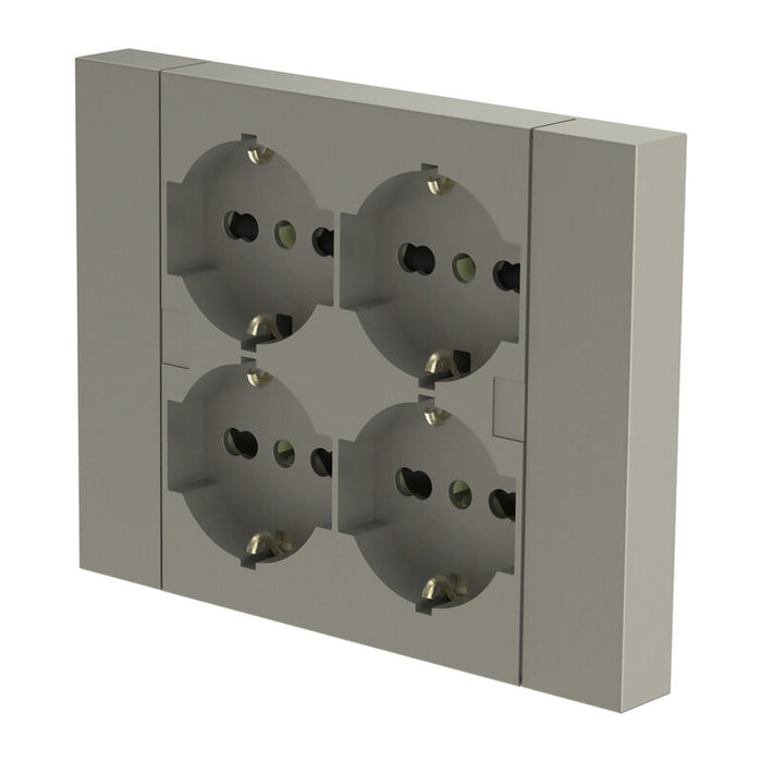 MULTIPRESA INCASSO QUADRA 4 PRESE BIP.SCH TITANIO- 1,0 pz