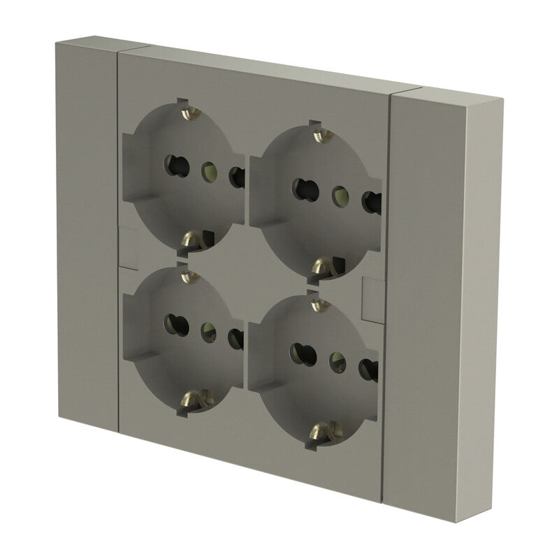 MULTIPRESA INCASSO QUADRA 4 PRESE BIP.SCH TITANIO- 1,0 pz