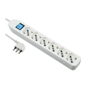 MULTIPRESA 6P BIP/SCHUKO+INTERR BIANCO FIG.4- ELECTRALINE 3PMARK- 1,0 pz