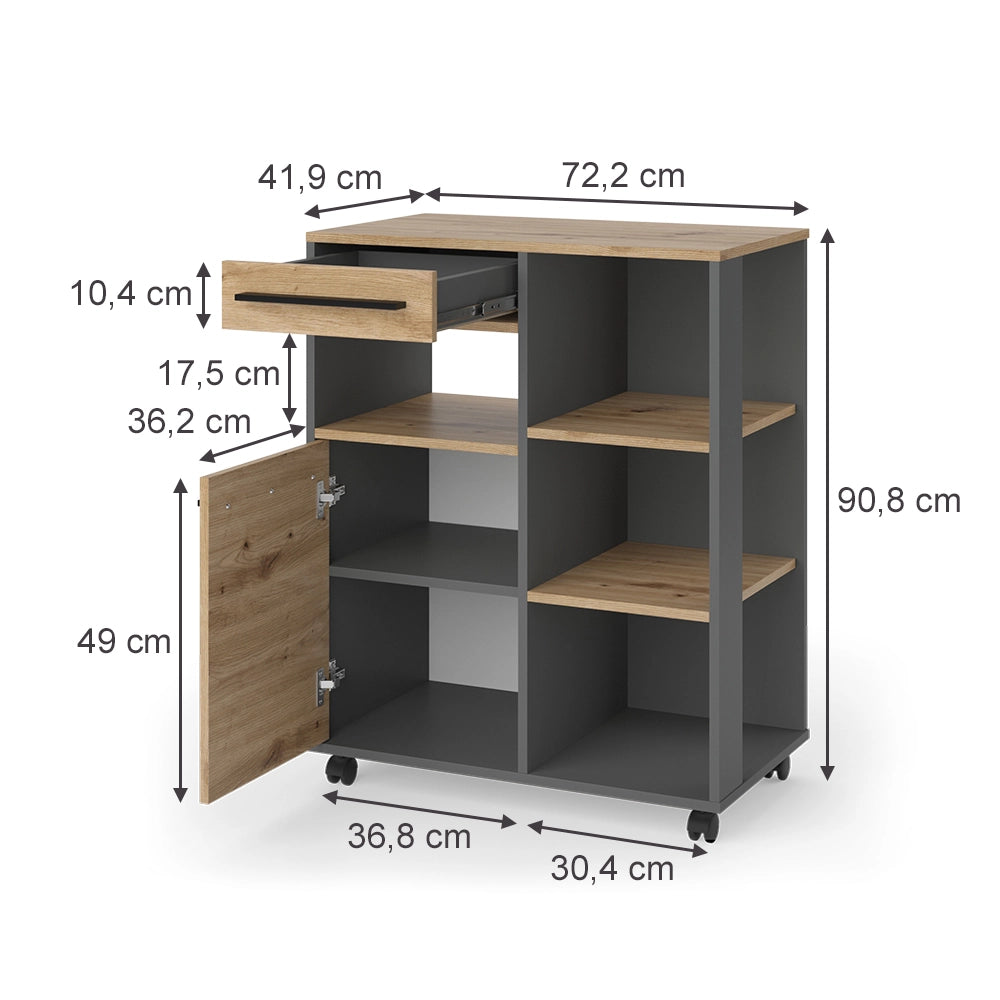 Vicco Buffet da cucina Rovere artigianale/Antracite 72.2 x 41.9 cm