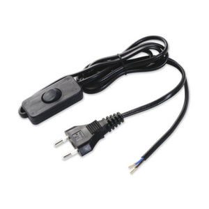 CAVO 1,5 M 2X0,75 C/INTERRUTTORE NERO- ELECTRALINE 3PMARK- 5,0 pz