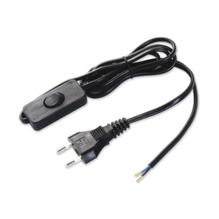 CAVO 1,5 M 2X0,75 C/INTERRUTTORE NERO- ELECTRALINE 3PMARK- 5,0 pz