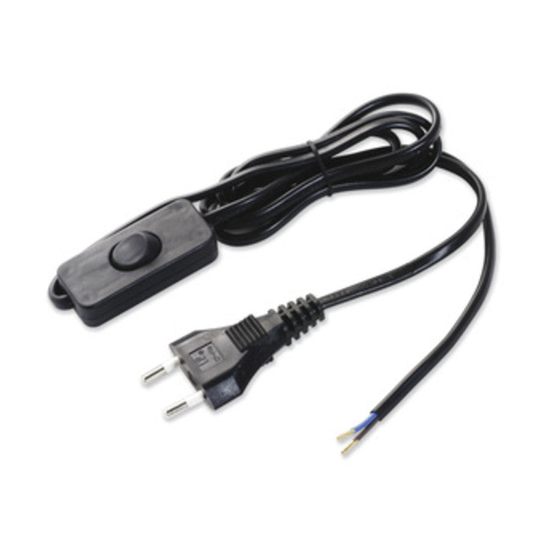 CAVO 1,5 M 2X0,75 C/INTERRUTTORE NERO- ELECTRALINE 3PMARK- 5,0 pz