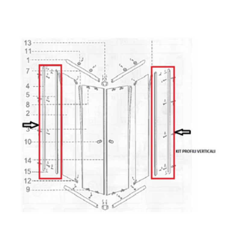 R BOX DOCCIA CM.70X90(KIT PROFILI VERTICALI)- 1,0 confezione