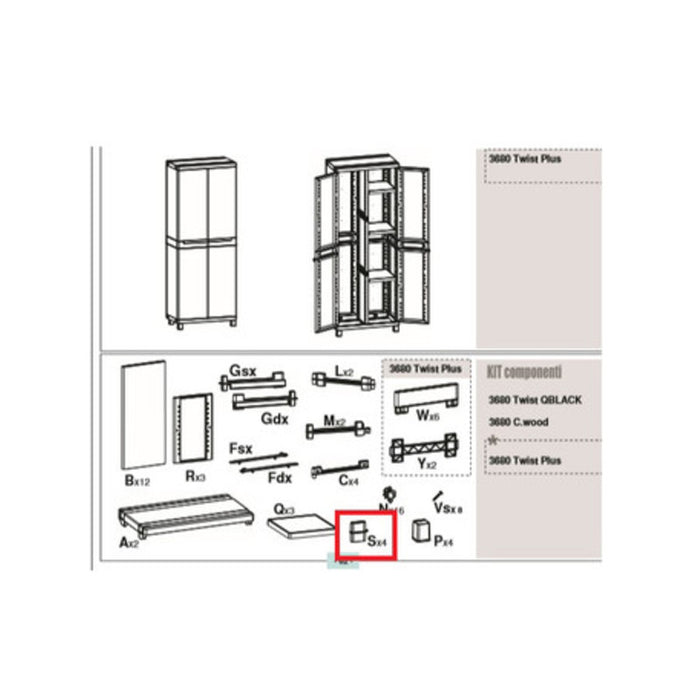 R SUPPORTO S X  ARMADIO TERRY CWOOD 2A  P/S 3680- 1,0 pz