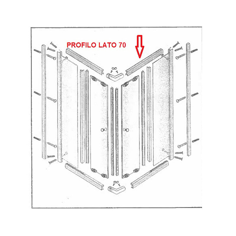 R PROFILO LATO 70 INF.+SUP. X BOX DOCCIA CRIST.TRAS/SER.MM.6CM- 1,0 pz