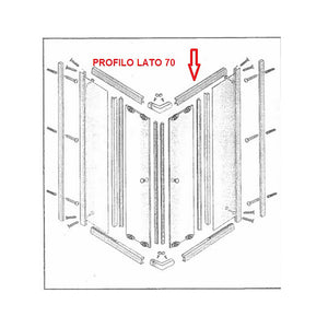 R PROFILO LATO 70 INF.+SUP. X BOX DOCCIA CRIST.TRAS/SER.MM.6CM- 1,0 pz