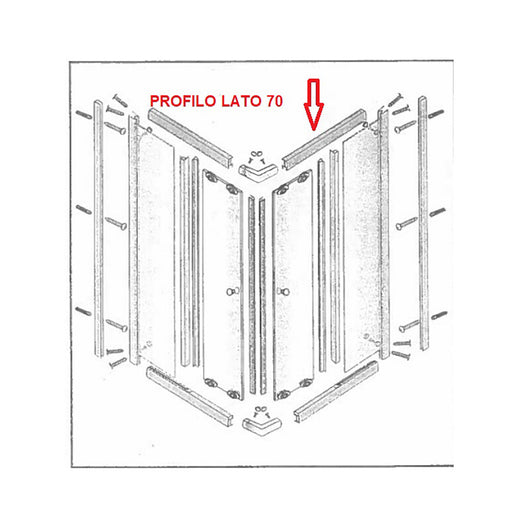 R PROFILO LATO 70 INF.+SUP. X BOX DOCCIA CRIST.TRAS/SER.MM.6CM- 1,0 pz