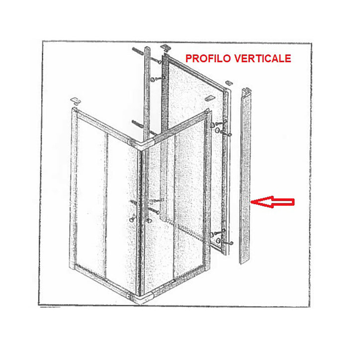 R PROFILO VERTICALE X PARETE FISSA CRIST.TRAS/SER.MM.6CM.74/80LUSSO- 1,0 pz