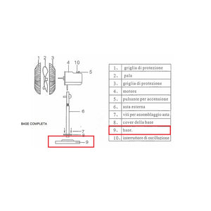 R BASE COMPLETA X VENTILATORE A PIANTANA CM.45 FS-1803 TORNADO- 1,0 pz