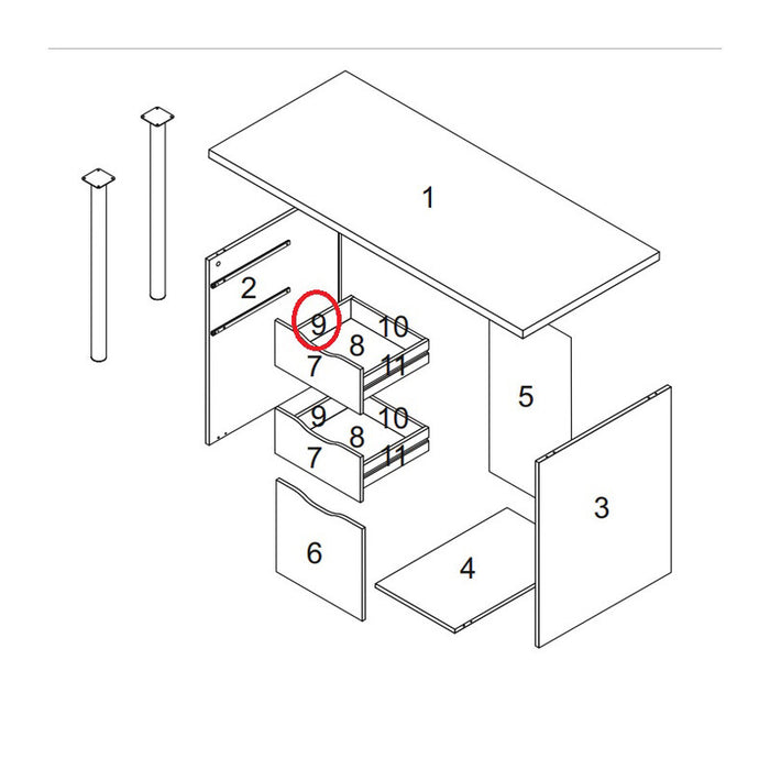 R LATERALE CASSETTO NR.9 X KIT SCRIVANIA ATHENA CM.138X60X74H BIANCO- 1,0 pz