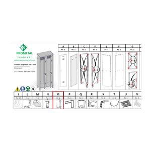 R PARTICOLARE (OX4 )XARMADIO SPOGLIATOIO A 2 POSTI IN KIT C/SERRATURA- 1,0 confezione