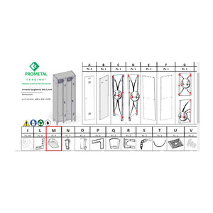 R PIEDINO M X ARMADIO SPOGLIATOIO A 2 POSTI IN KIT C/SERRATURA- 1,0 pz