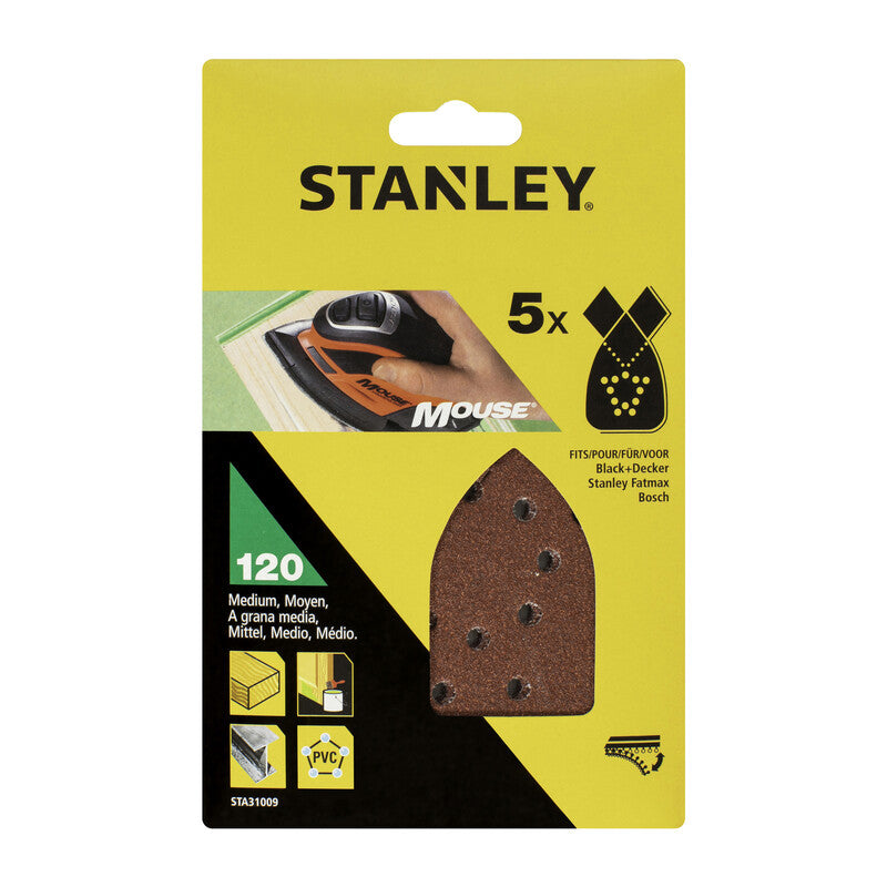 PIRANHA STANLEY STA31009 (X31009) 5 FOGLI VELCRO PER MOUSE GR.120- STANLEY- 1,0 confezione