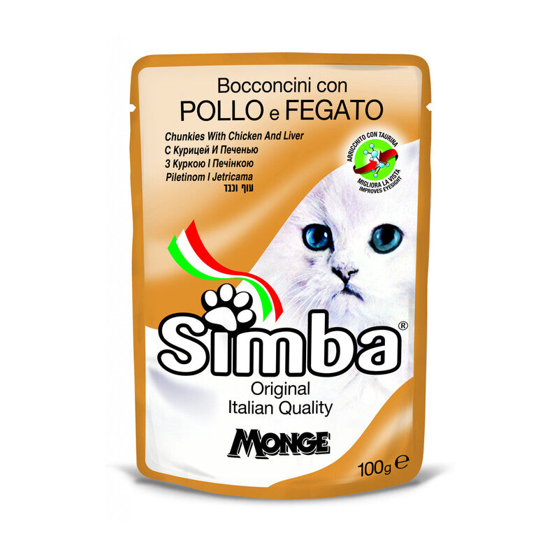 CIBO GATTO MONGE SIMBA 100 G POLLO E FEGATO- 24,0 pz