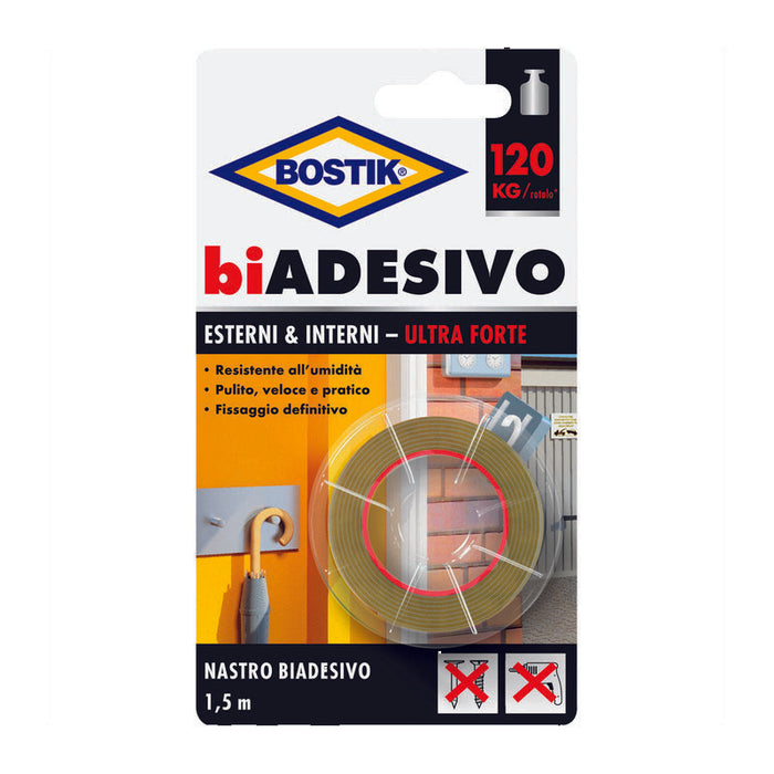 BOSTIK NASTRO BIADESIVO ESTERNIINTERNI 19MMX1,5M- 6,0 pz