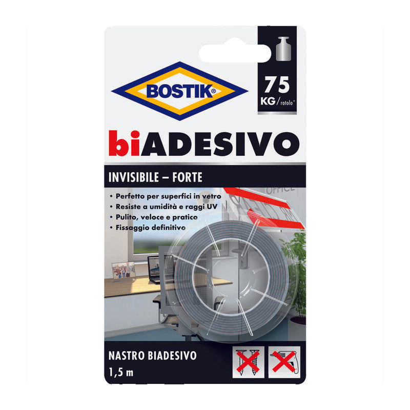 BOSTIK NASTRO BIADESIVO INVISIBILE 19MMX1,5M BLISTER- 6,0 pz