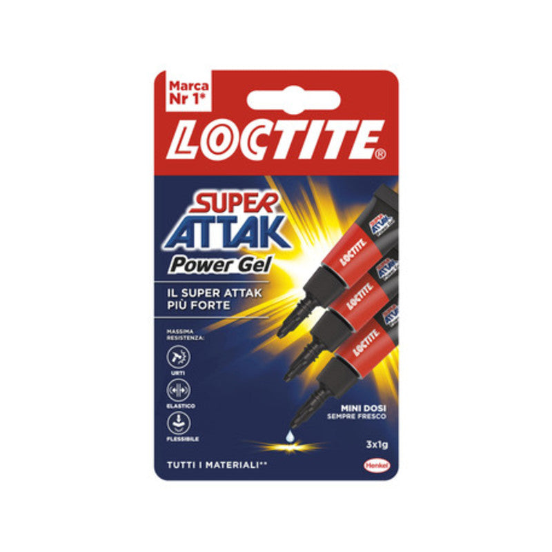 ADESIVO SUPER ATTAK POWER GEL MINI DOSI 3X1 G- HENKEL ITALIA- 24,0 pz