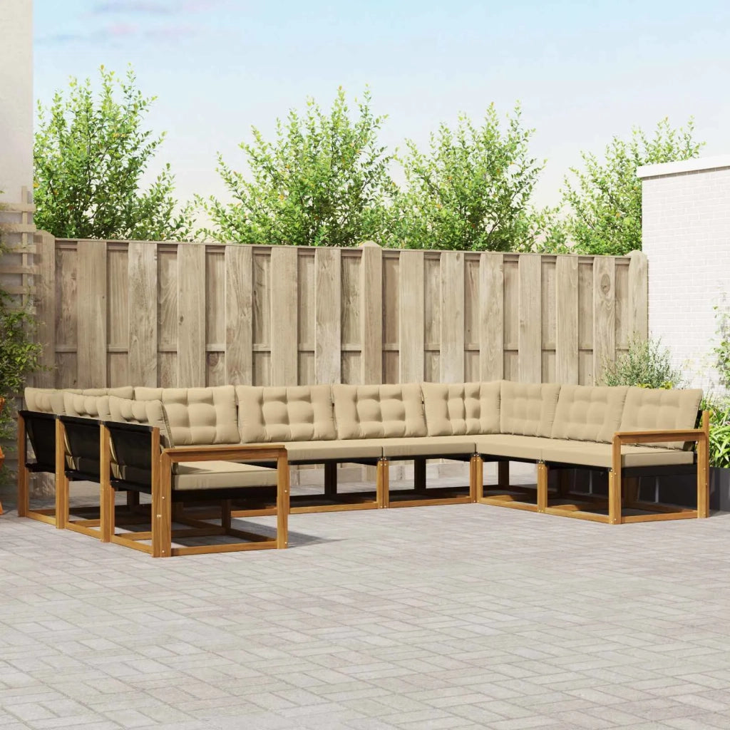 Set di divani da esterno con cuscino 9 pcs Naturale e Beige