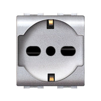 LIFE 4050 TEC PRESA SCHUKO BIPASSO ARGENTO SATIN- 6,0 pz