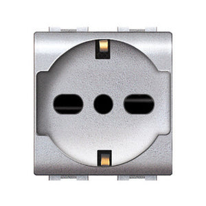 LIFE 4050 TEC PRESA SCHUKO BIPASSO ARGENTO SATIN- 6,0 pz