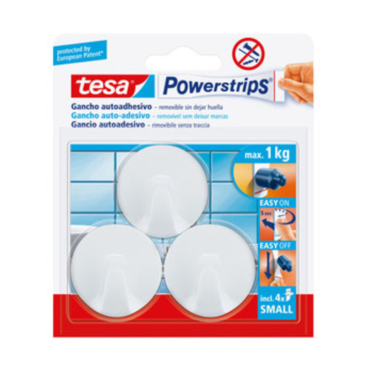 GANCIO ADESIVO TESA POWERSTRIPS TONDO BIANCO 3 PZ- TESA- 6,0 confezione