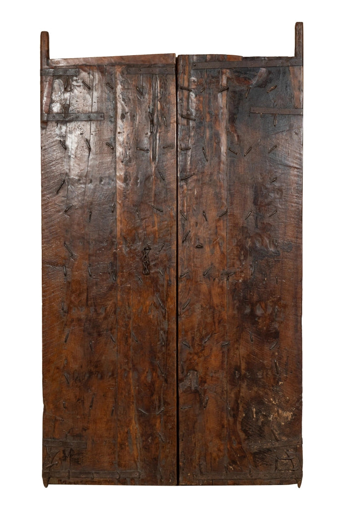 Biscottini Porta portone in legno massello e ferro da interno o da esterno vecchia e antica medievale scorrevole