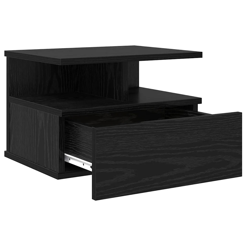 Comodino flottante con cassetto Rovere Nero 40 x 31 x 28 cm 871756