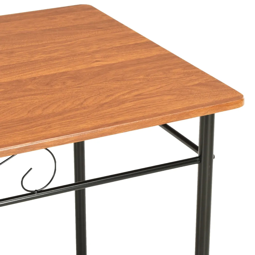 Set da Pranzo 7 pz in MDF e Acciaio Marrone 281401