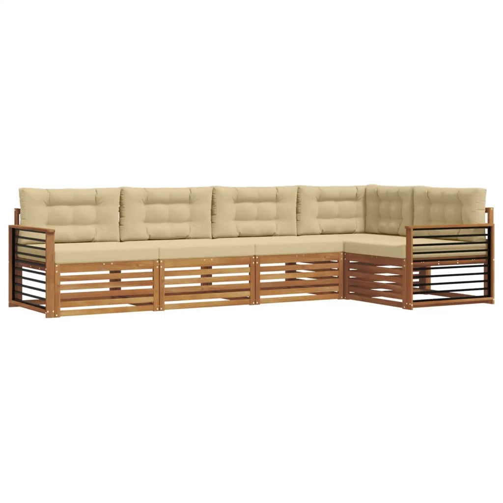 Set di divani da esterno con cuscino 5 pcs Naturale e Beige