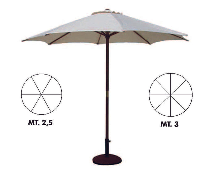 OMBRELLONE IN LEGNO TONDO  ø cm.300 palo ø mm.48 a 8 stecche    VETTE