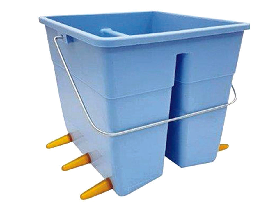 SECCHIO POPPATOIO OVINI CON 6 TETTARELLE E 6 VALVOLE ALLUMINIO  lt.11 colore azzurro