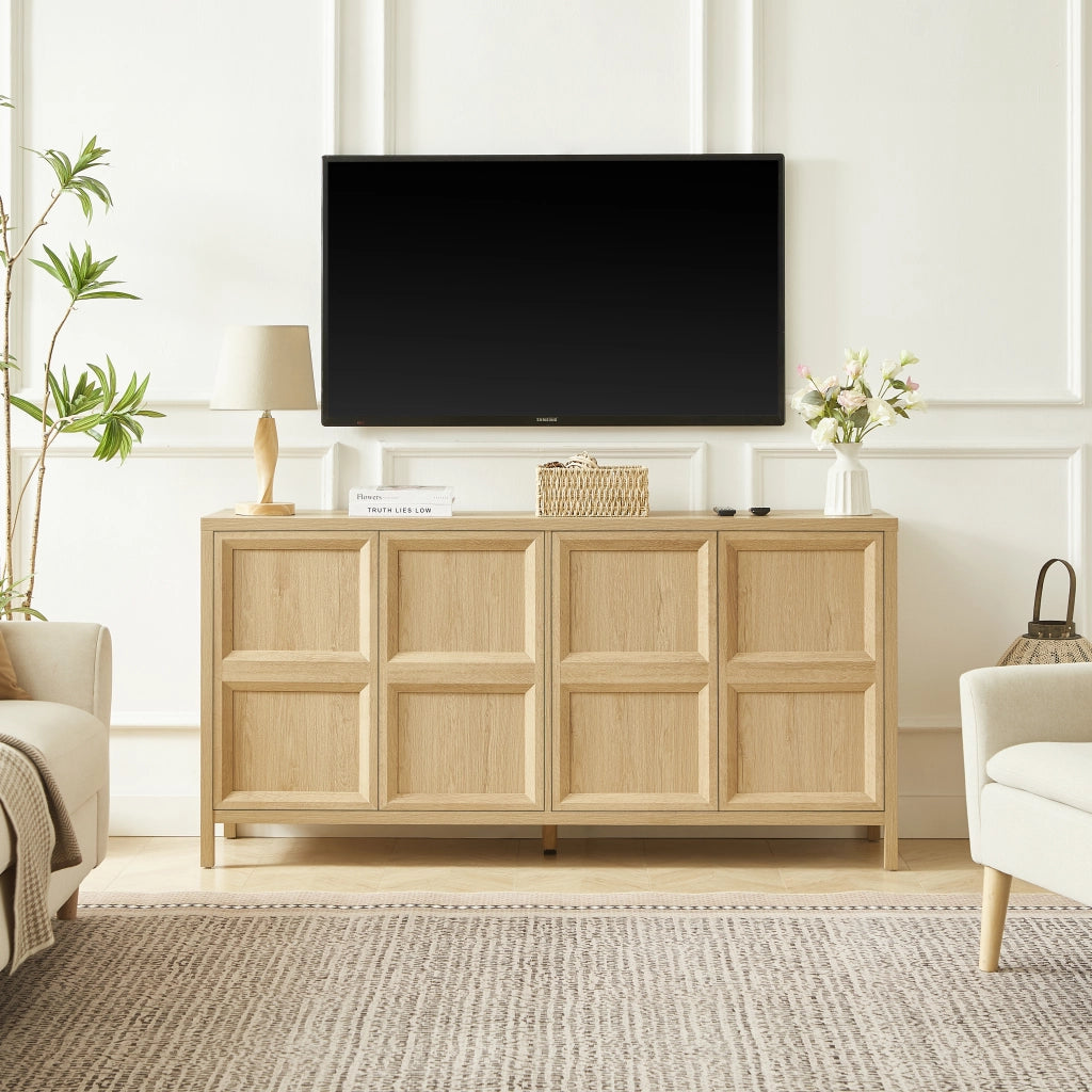 Credenza con 2 vani e apertura Tip-On; per soggiorno; in MDF; 160x40x80 cm; rovere