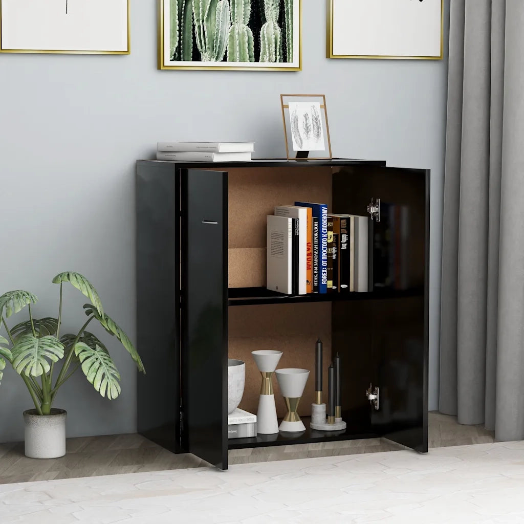 Credenza Nera 60x30x75 cm in Legno Multistrato 800730