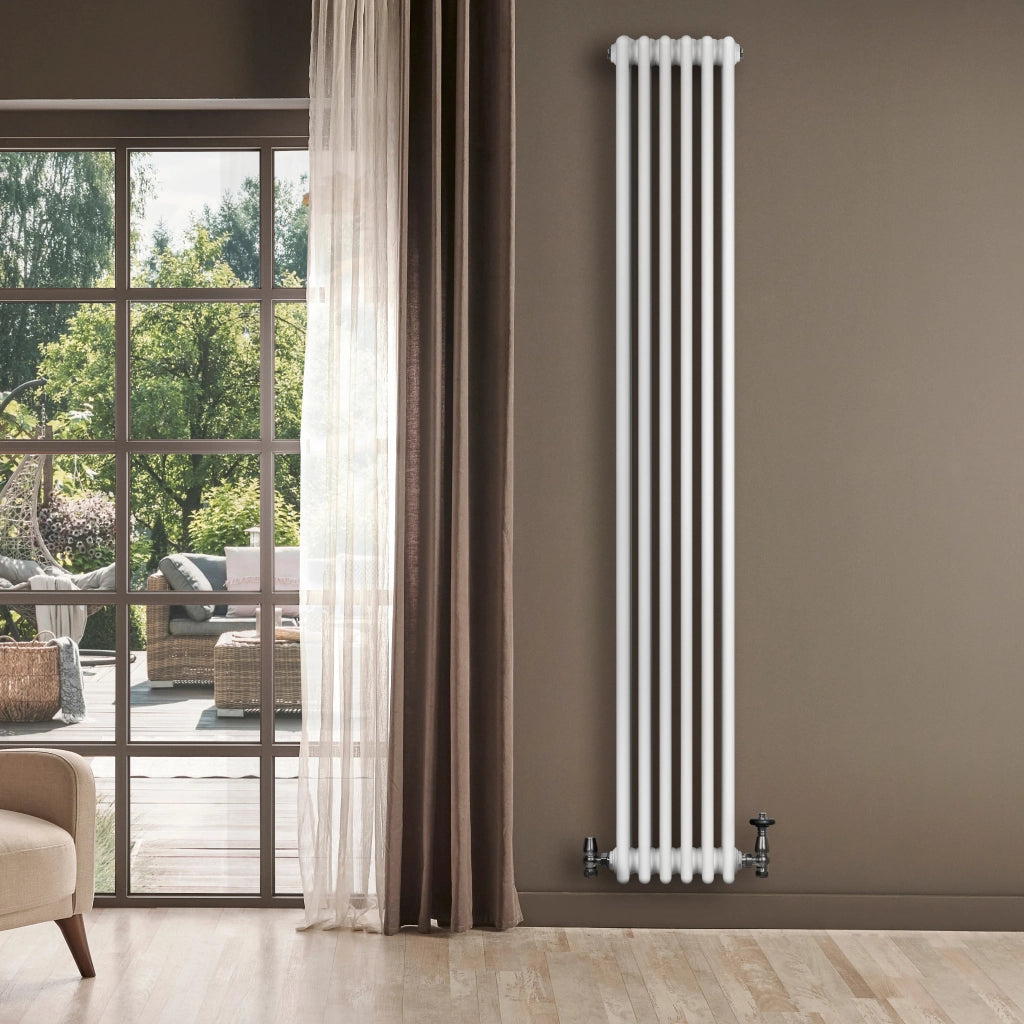 Radiatore Tradizionale 4 Colonne Verticale Riscaldamento Bianco & Valvole 1800x290 mm