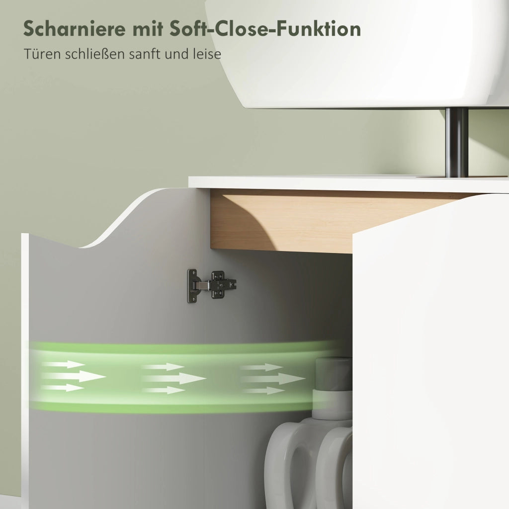 Mobile Sottolavabo Bagno con Ante a Chiusura Morbida ¨C Zephmum ¨C Bianco 60x35x57.9 cm